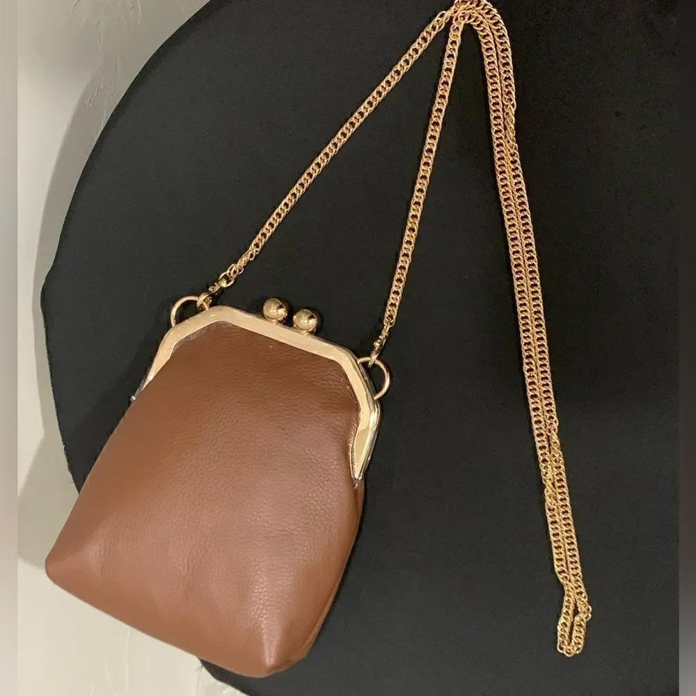 Handmade Genuine Leather Purse/Push Lock Crossbody/Shoulder bag